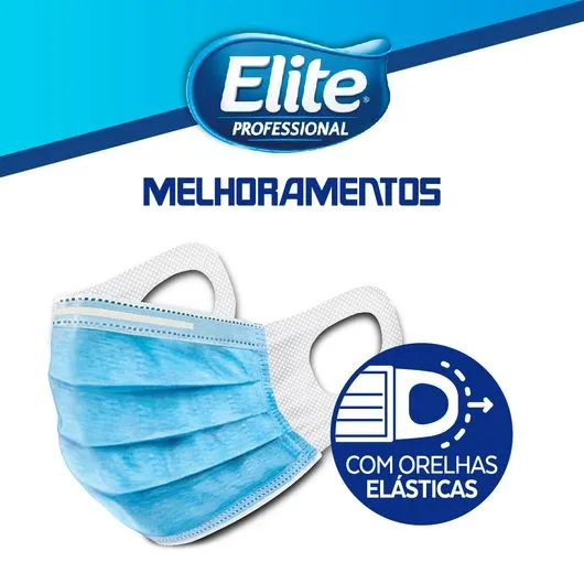 Máscara cirúrgica tripla camada Elite Professional - orelha elástica