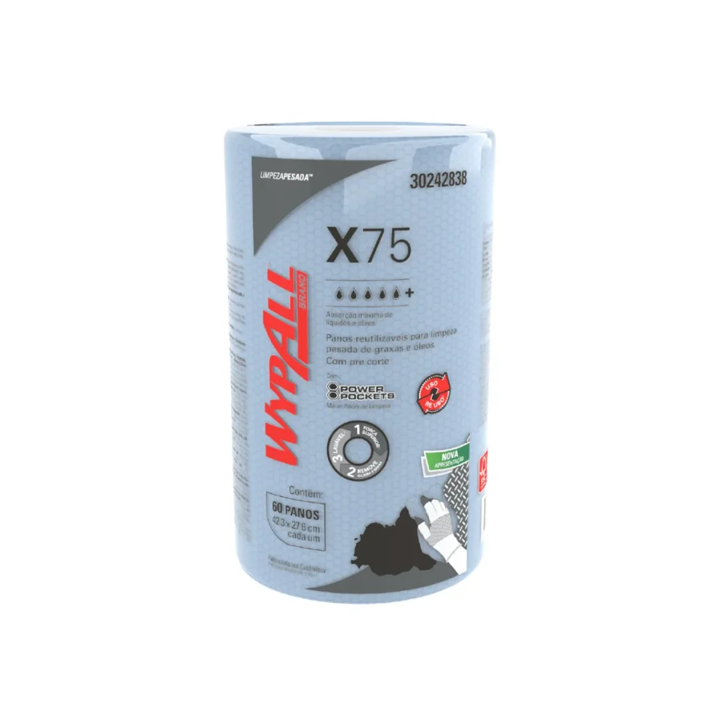 Pacote de Pano Multiuso Wypall X75 Azul em ambiente industrial | Elite M4